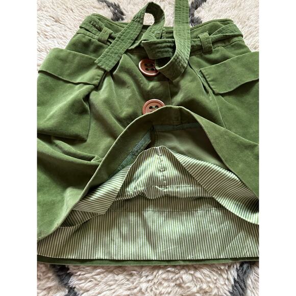 Anthropologie elevenses plush skirt fairy story deep pockets green belted button - Picture 4 of 16